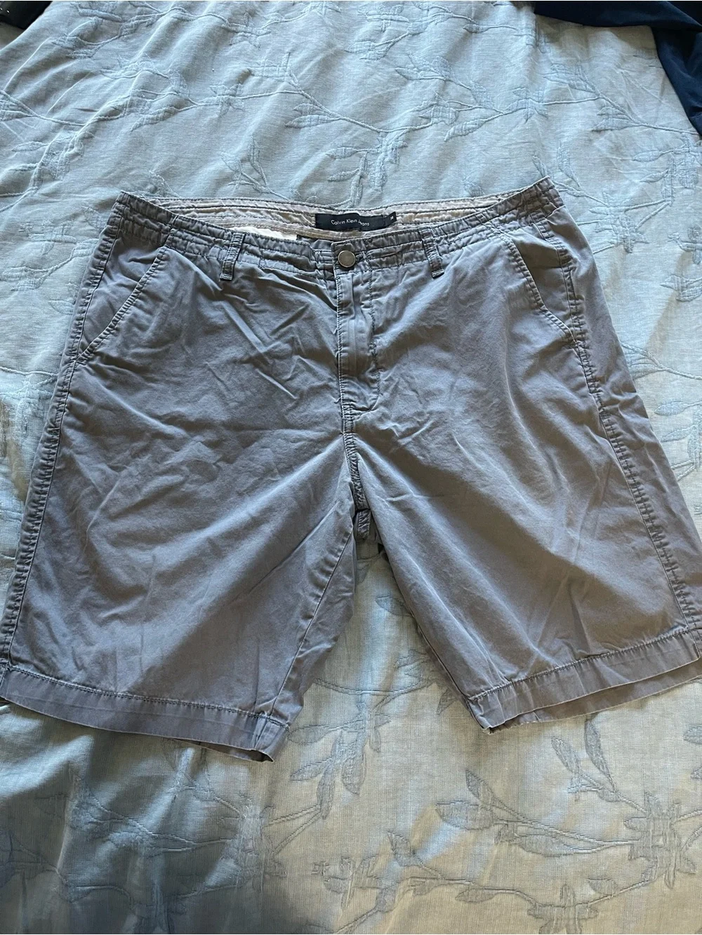 Calvin Klein Men's Light Grayish Blue Flat Front Casual Shorts